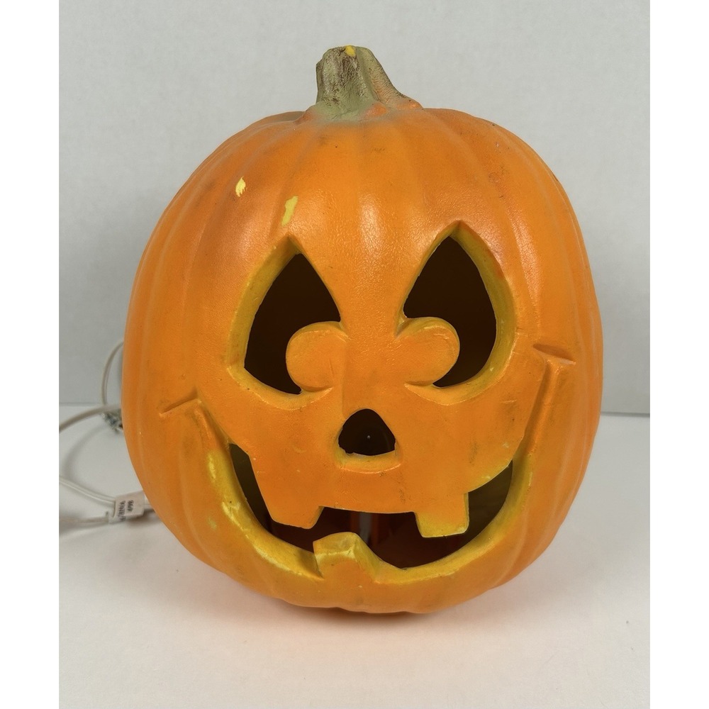 VTG Trendmasters Halloween Jack-O-Lantern Orange Foam Mold Light Up Pumpkin 1995 - Picture 2 of 7